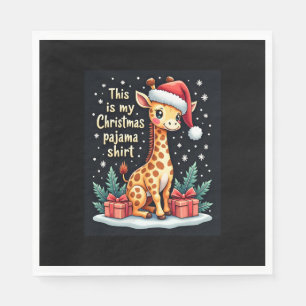 Giraffe met kerstmuts die overeenkomt met kerstpaj servet