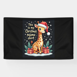 Giraffe met kerstmuts die overeenkomt met kerstpaj spandoek