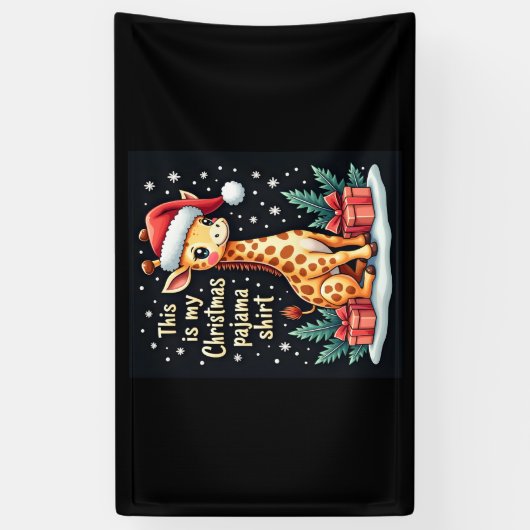 Giraffe met kerstmuts die overeenkomt met kerstpaj spandoek (Verticaal)