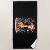 Giraffe met kerstmuts die overeenkomt met kerstpaj strandlaken (Voorkant)