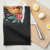 Giraffe met kerstmuts die overeenkomt met kerstpaj theedoek (Quarter Fold)