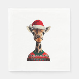 Giraffe met kerstmuts Kerstsafari Xmas Safar Servet