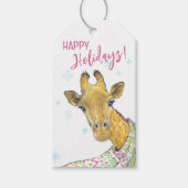 Giraffe met kerstsjaal Schattige grappig Dierenkun Cadeaulabel (Voorkant)