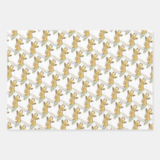 Giraffe met kerstsjaal Schattige grappig Dierenkun Inpakpapier Vel (Voorkant 2)