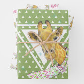 Giraffe met kerstsjaal Schattige grappig Dierenkun Inpakpapier Vel (In situ)