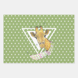 Giraffe met kerstsjaal Schattige grappig Dierenkun Inpakpapier Vel