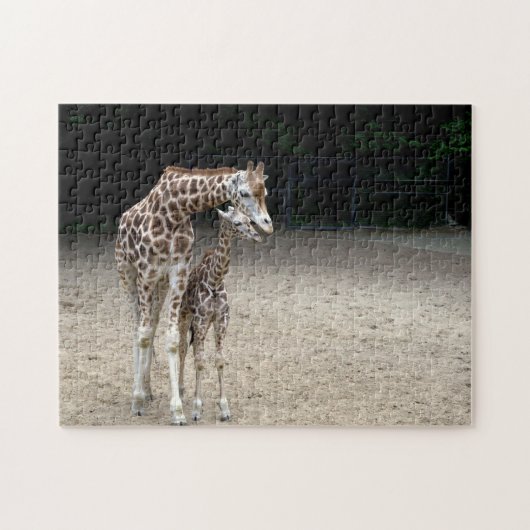 Giraffe met kind legpuzzel (Horizontaal)