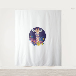Giraffe met kleurrijke bloemen wandkleed
