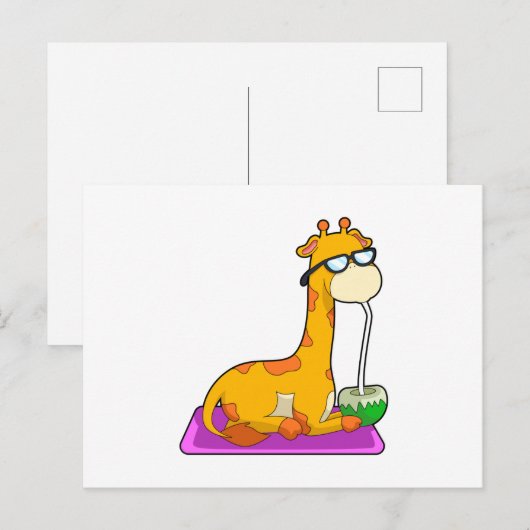 Giraffe met Kokosnoot Briefkaart (Voorkant / Achterkant)