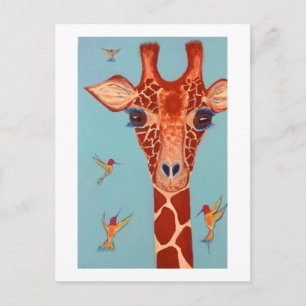 Giraffe met kolibrie briefkaart