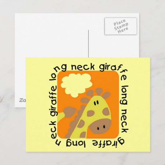 Giraffe met lange hals briefkaart (Voorkant / Achterkant)