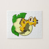 Giraffe met leder en eieren legpuzzel (Horizontaal)