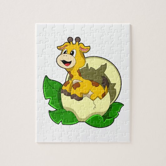 Giraffe met leder en eieren legpuzzel (Verticaal)