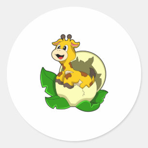 Giraffe met leder en eieren ronde sticker