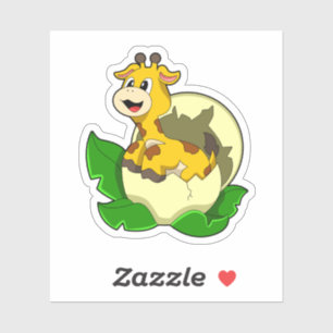 Giraffe met leder en eieren sticker