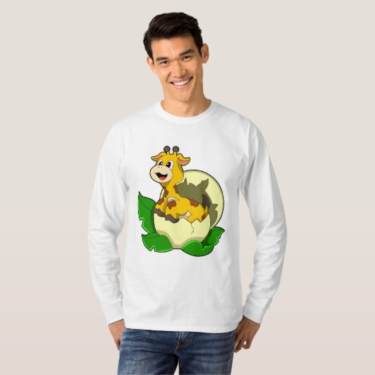 Giraffe met leder en eieren t-shirt (Voorkant volledig)