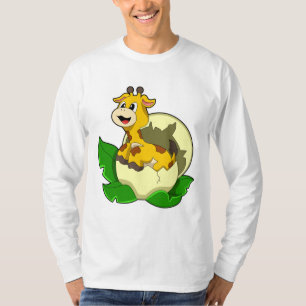 Giraffe met leder en eieren t-shirt