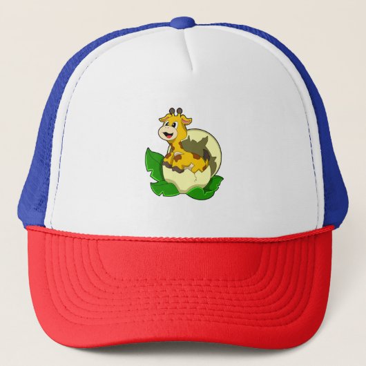 Giraffe met leder en eieren trucker pet (Voorkant)