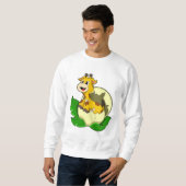 Giraffe met leder en eieren trui (Voorkant volledig)