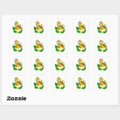 Giraffe met leder en eieren vierkante sticker (Vel)