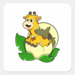 Giraffe met leder en eieren vierkante sticker