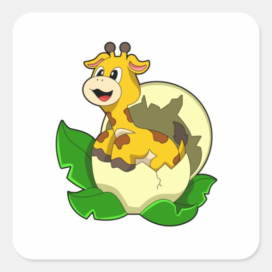 Giraffe met leder en eieren vierkante sticker (Voorkant)