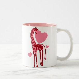 Giraffe Met Liefde Tweekleurige Koffiemok