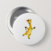Giraffe met lint ronde button 7,6 cm (Voorkant /achterkant)