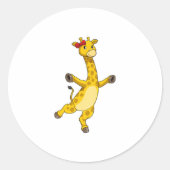 Giraffe met lint ronde sticker (Voorkant)