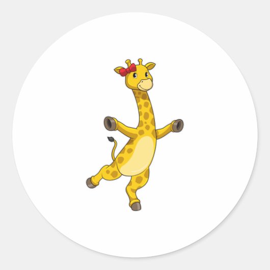 Giraffe met lint ronde sticker (Voorkant)
