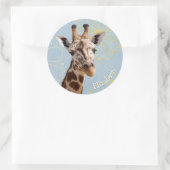 Giraffe met meisjesnaam ronde sticker (Tas)