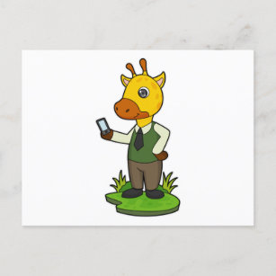 Giraffe met mobiele briefkaart