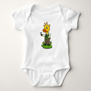 Giraffe met mobiele romper