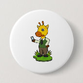 Giraffe met mobiele ronde button 7,6 cm (Voorkant)