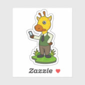 Giraffe met mobiele sticker (Vel)