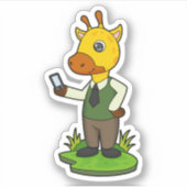 Giraffe met mobiele sticker (Voorkant)