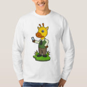 Giraffe met mobiele t-shirt (Voorkant)