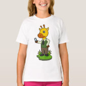 Giraffe met mobiele t-shirt (Voorkant)