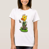 Giraffe met mobiele t-shirt (Voorkant)