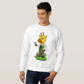 Giraffe met mobiele trui (Voorkant volledig)