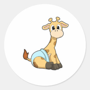 Giraffe met onderbroek ronde sticker
