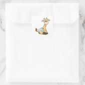 Giraffe met onderbroek vierkante sticker (Tas)
