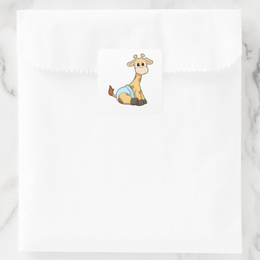 Giraffe met onderbroek vierkante sticker (Tas)