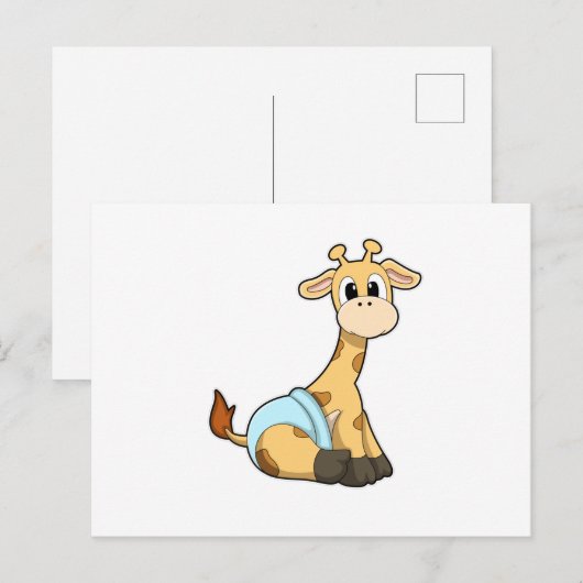 Giraffe met Onderbroeken Briefkaart (Voorkant / Achterkant)