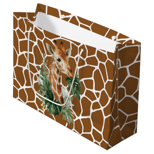 Giraffe Met Palmen Groot Cadeauzakje (Voorkant Gekanteld)