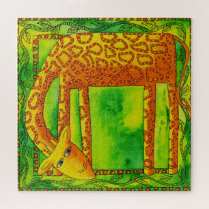 Giraffe met patroon, aquarelillustratie legpuzzel