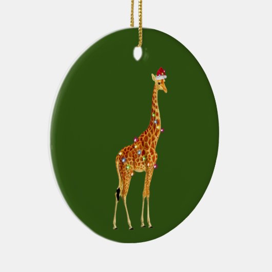 GIRAFFE met Pet lichte kerstmis Keramisch Ornament (Rechts)