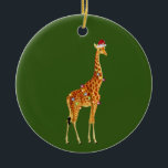 GIRAFFE met Pet lichte kerstmis Keramisch Ornament<br><div class="desc">GIRAFFE met Pet lichte kerstmis</div>