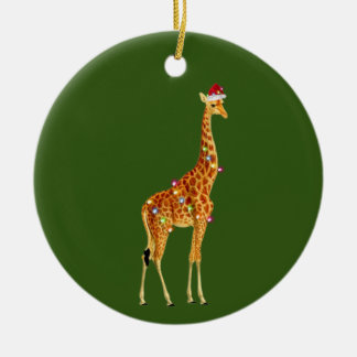 GIRAFFE met Pet lichte kerstmis Keramisch Ornament