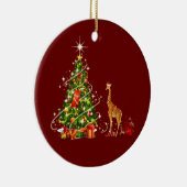 Giraffe met Pet LIGHTS Kerstmis Keramisch Ornament (Rechts)